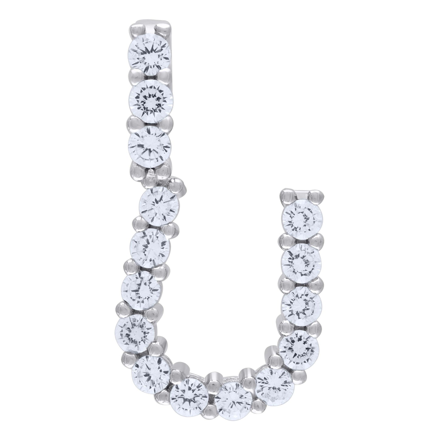 Sterling Silver Unisex Cubic Zirconia Initial Alphabet Charm Pendant