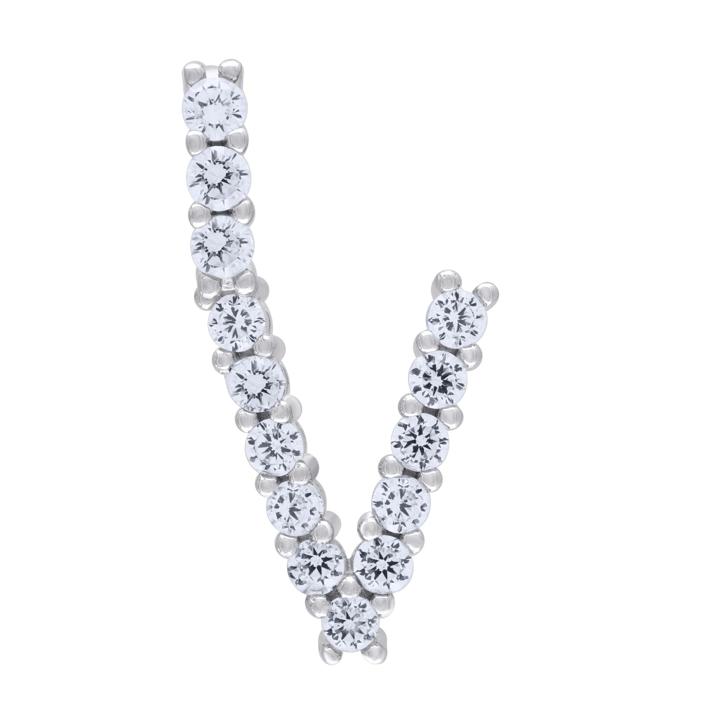 Sterling Silver Unisex Cubic Zirconia Initial Alphabet Charm Pendant