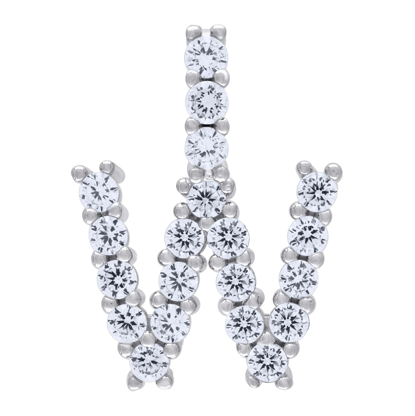 Sterling Silver Unisex Cubic Zirconia Initial Alphabet Charm Pendant