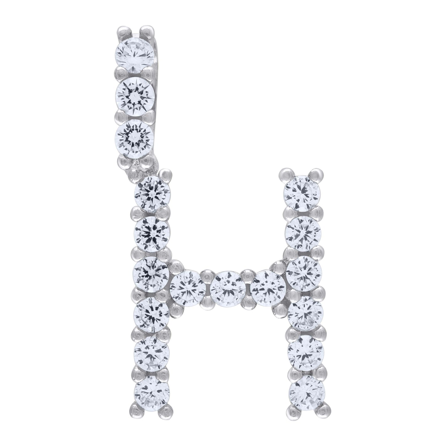Sterling Silver Unisex Cubic Zirconia Initial Alphabet Charm Pendant