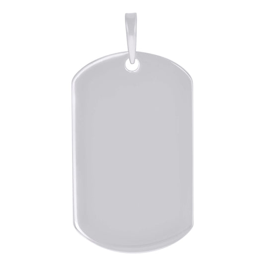 Sterling Silver Mens Dog Tag Engraveable Charm Pendant