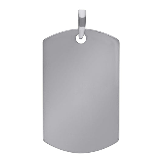 Sterling Silver Mens Dog Tag Engraveable Charm Pendant