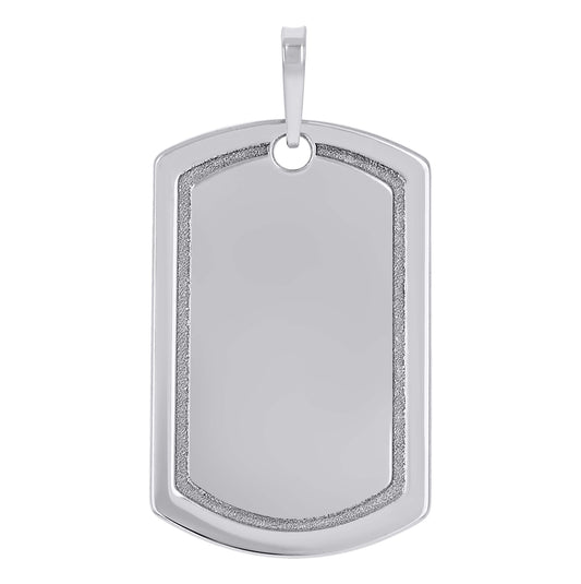 Sterling Silver Mens Dog Tag Engraveable Charm Pendant