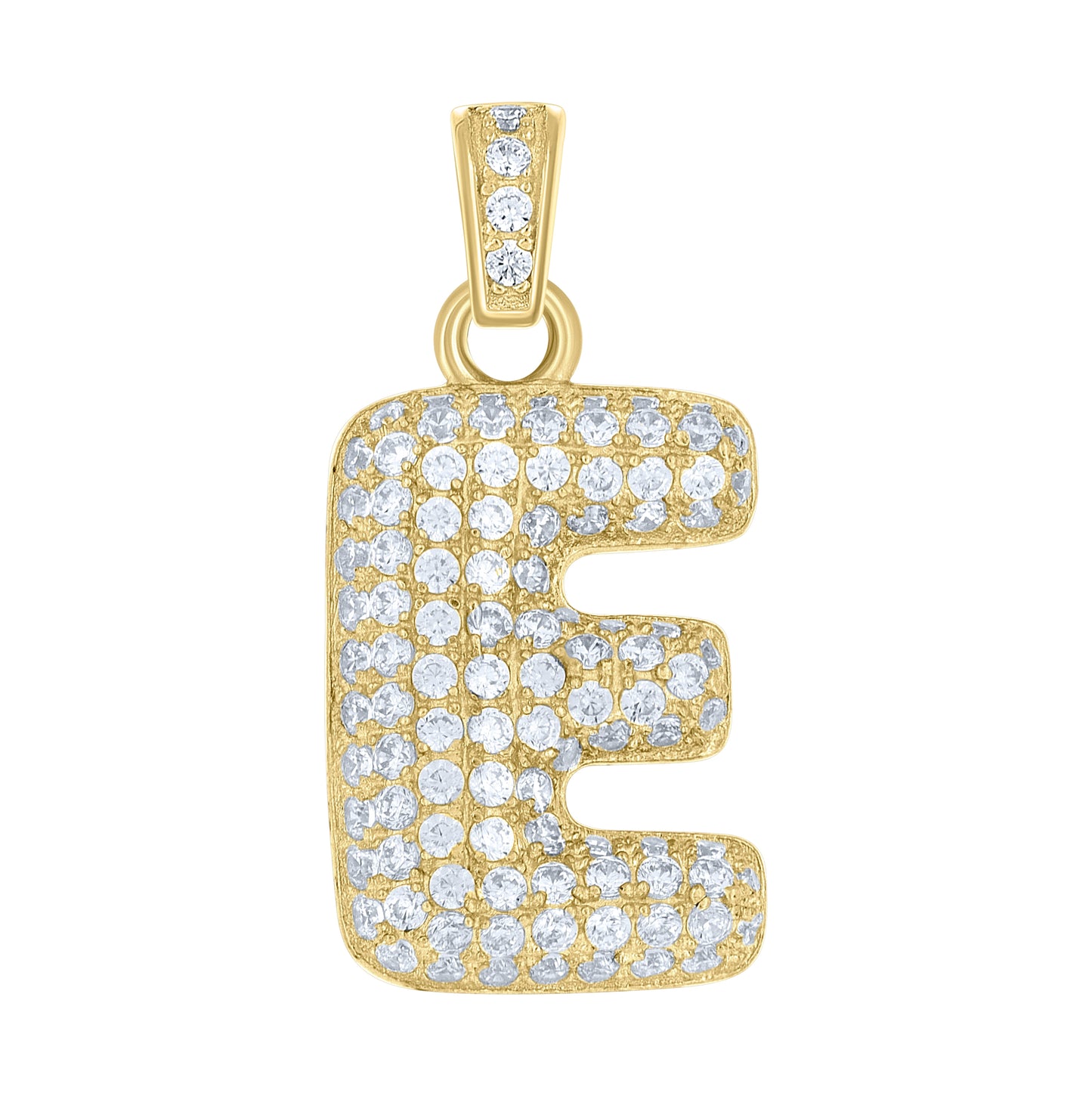 10K Yellow Gold Unisex Cubic-Zirconia Bubble Initial Letter Charm Pendant