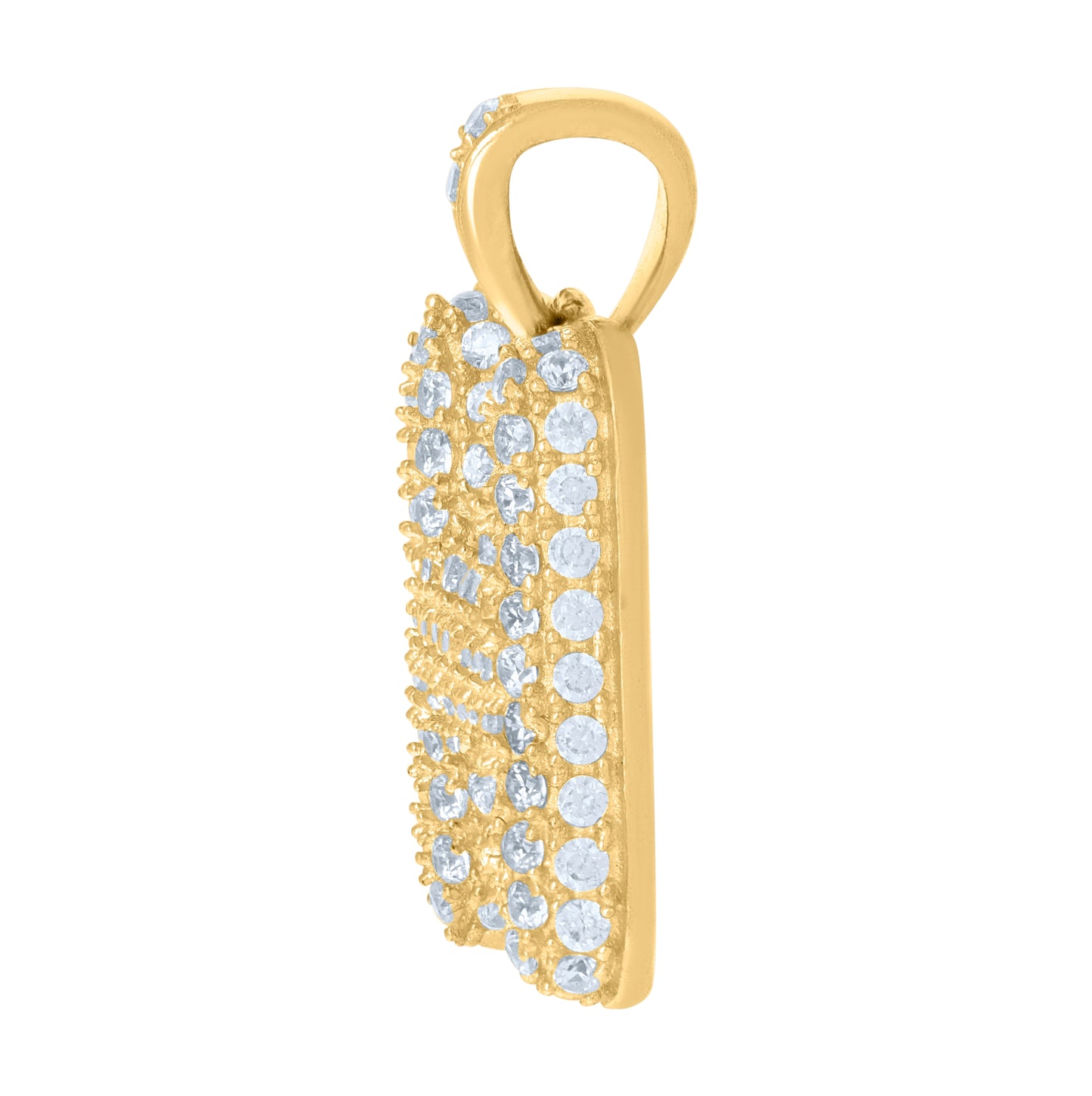10K Yellow Gold Unisex Cubic-Zirconia Bubble Initial Letter Charm Pendant