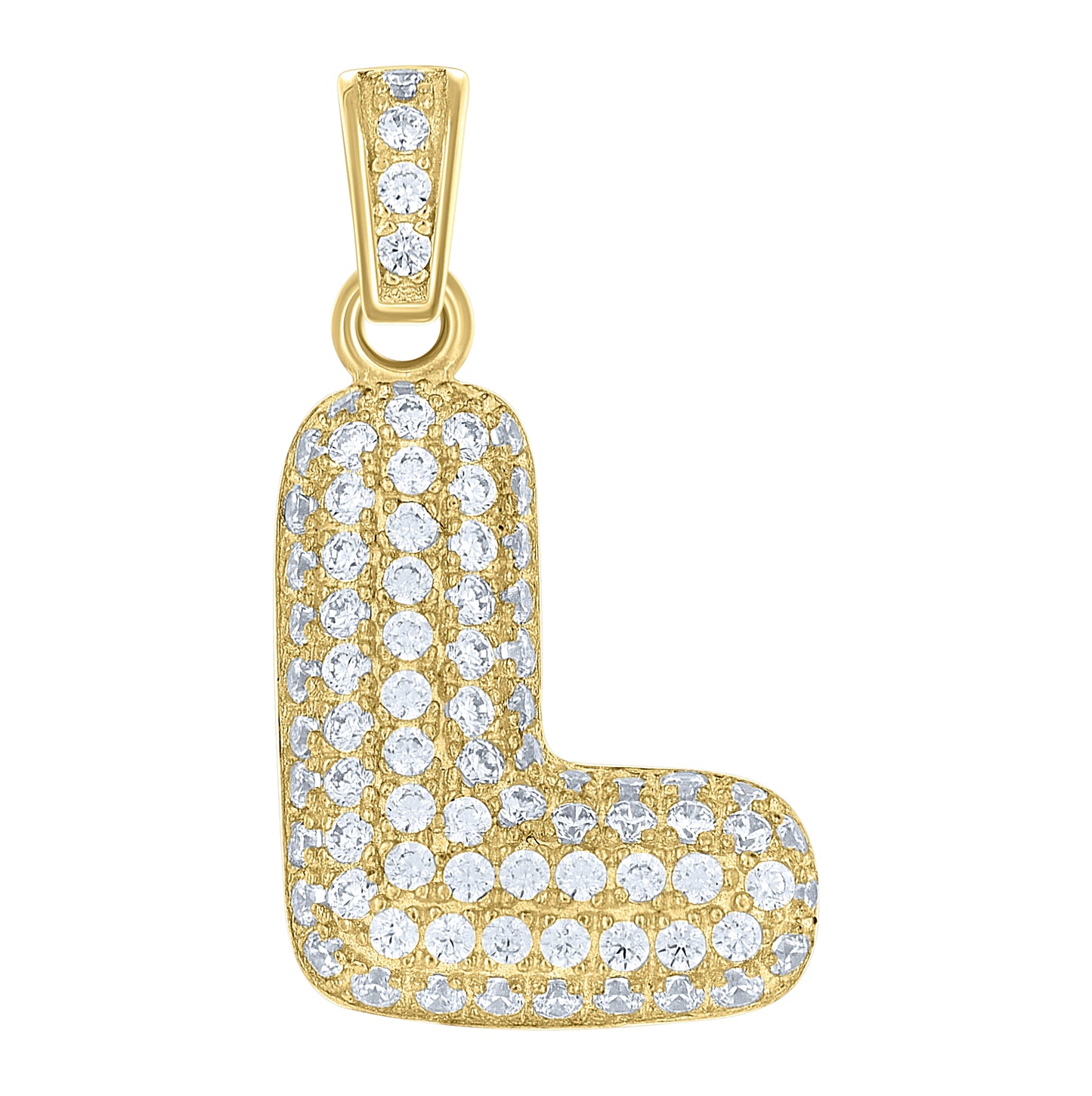 10K Yellow Gold Unisex Cubic-Zirconia Bubble Initial Letter Charm Pendant