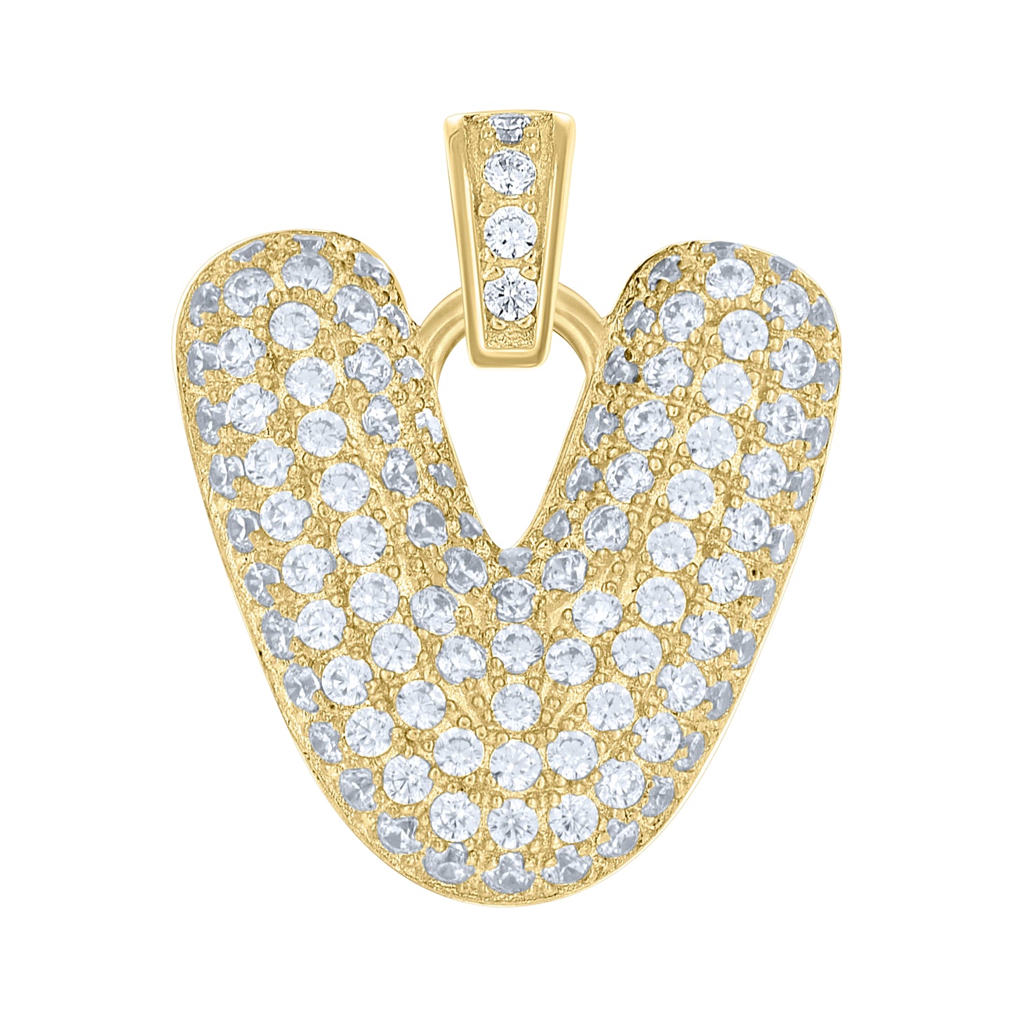 10K Yellow Gold Unisex Cubic-Zirconia Bubble Initial Letter Charm Pendant