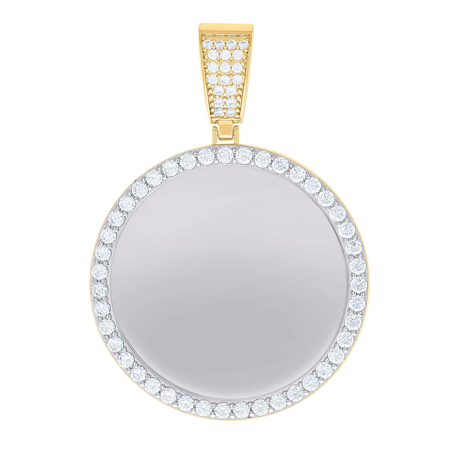 Sterling Silver Mens Cubic-Zirconia Picture Frame Charm Pendant