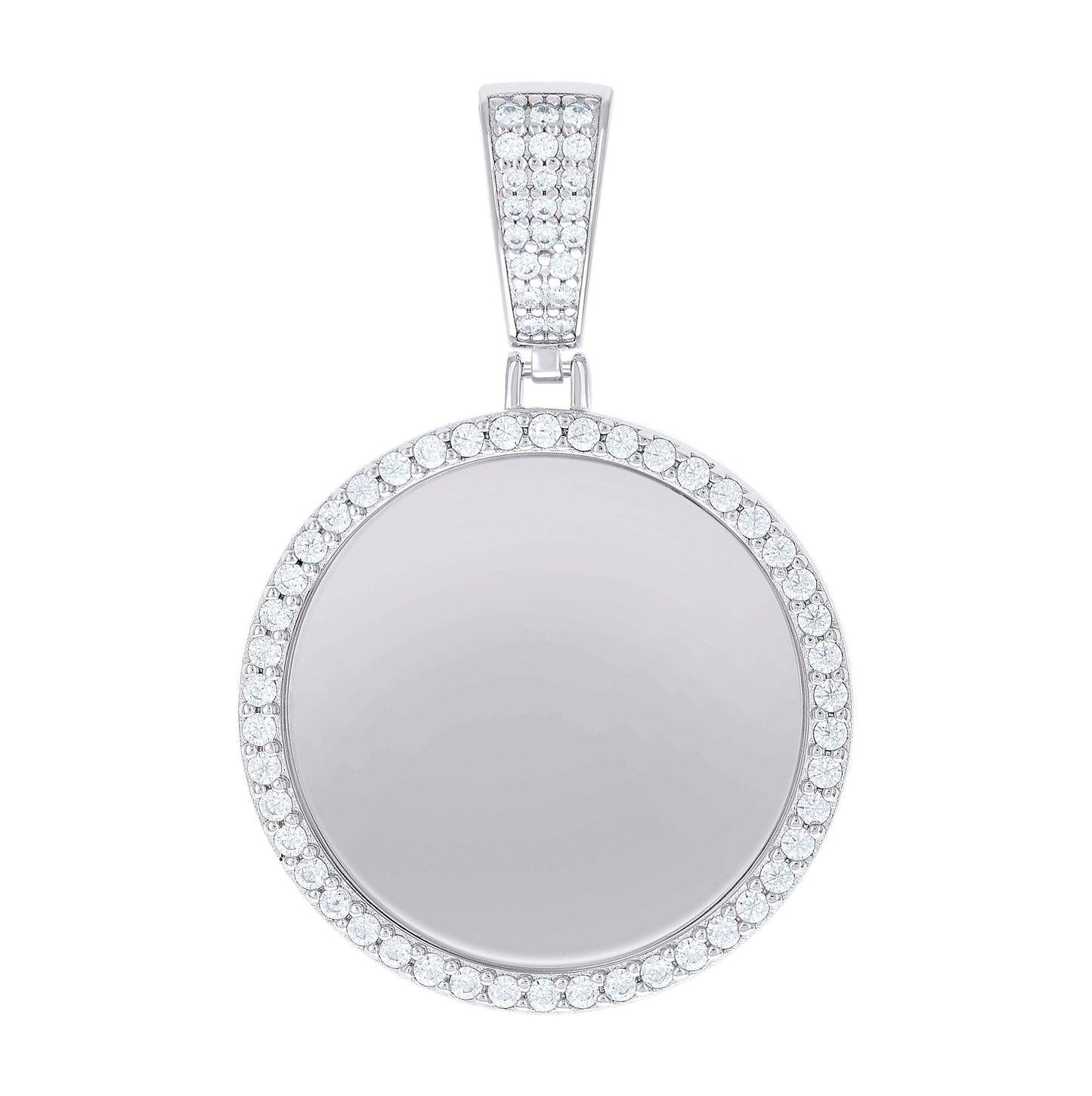 Sterling Silver Mens Cubic-Zirconia Picture Frame Charm Pendant