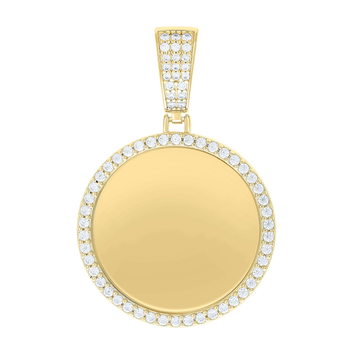 Sterling Silver Mens Cubic-Zirconia Picture Frame Charm Pendant