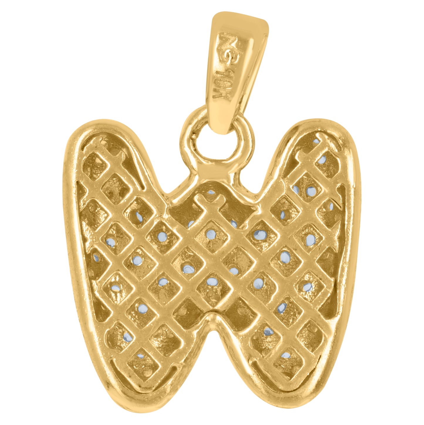 10K Yellow Gold Unisex Cubic-Zirconia Bubble Initial Letter Charm Pendant
