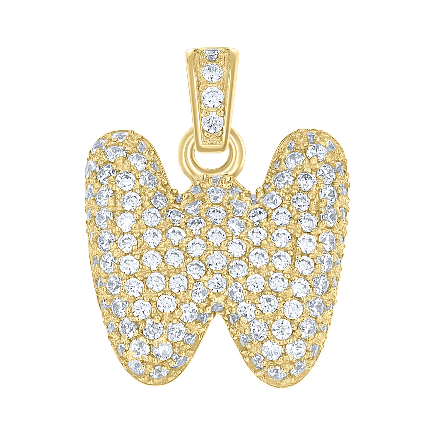10K Yellow Gold Unisex Cubic-Zirconia Bubble Initial Letter Charm Pendant