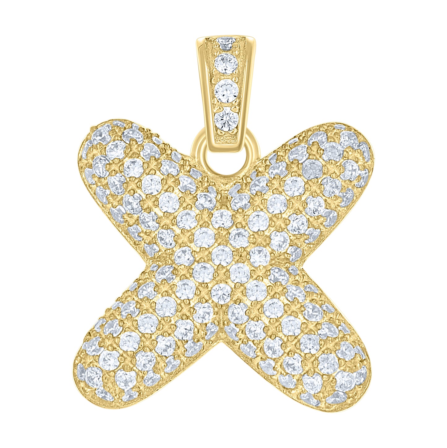 10K Yellow Gold Unisex Cubic-Zirconia Bubble Initial Letter Charm Pendant