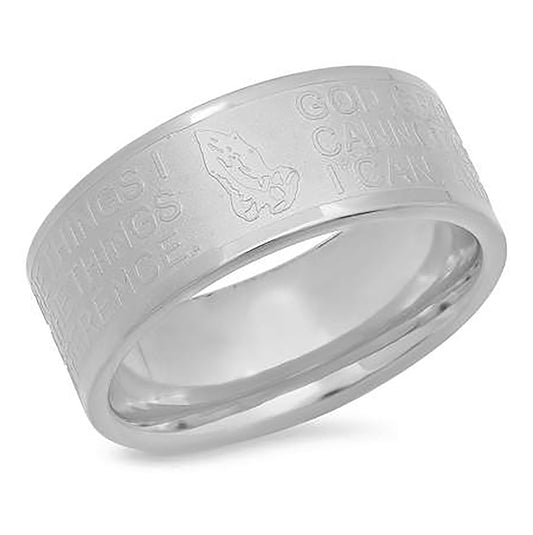 Stainless Steel Mens Lords Prayer Cross Religious Comfort-fit Bridal Anniversary Wedding Engagement Band Ring