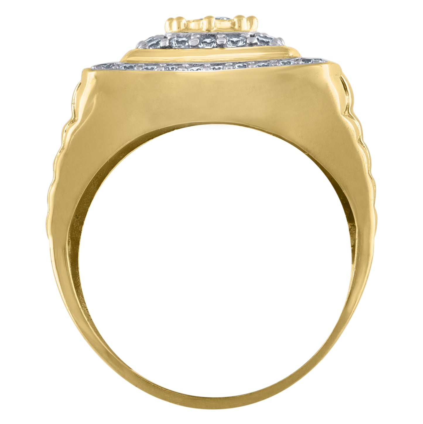 10K Two-Tone Gold Mens Cubic Zirconia Square Head Fashion Ring