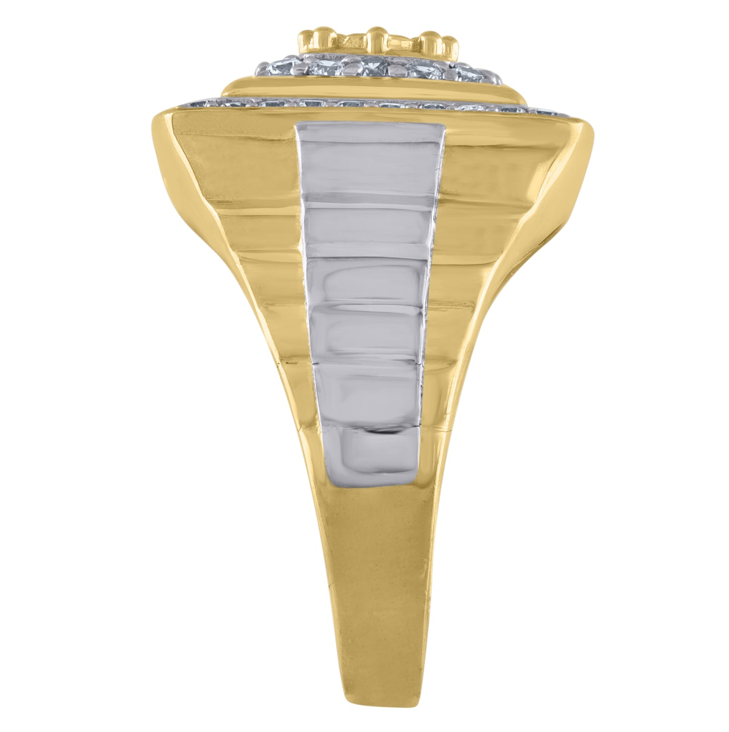 10K Two-Tone Gold Mens Cubic Zirconia Square Head Fashion Ring
