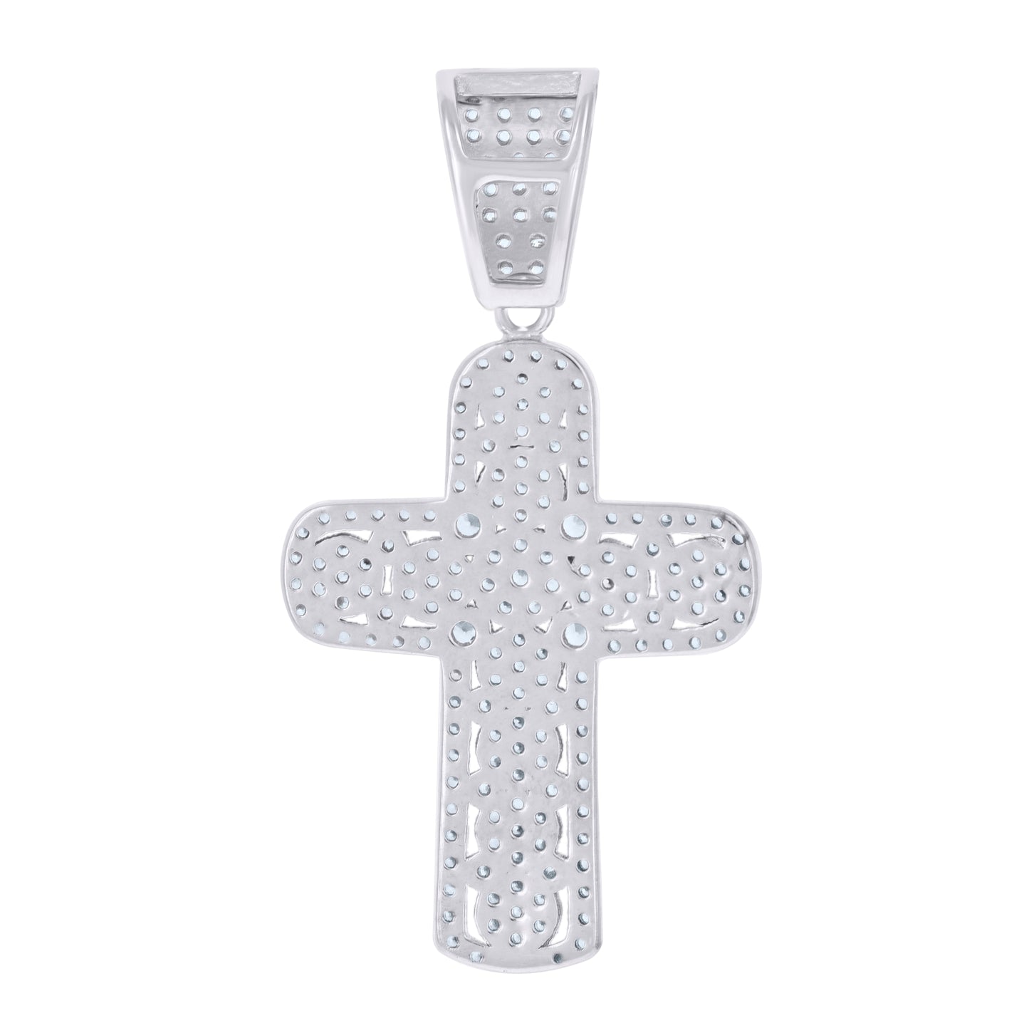 Sterling Silver Mens Cubic-Zirconia Cross Religious Charm Pendant