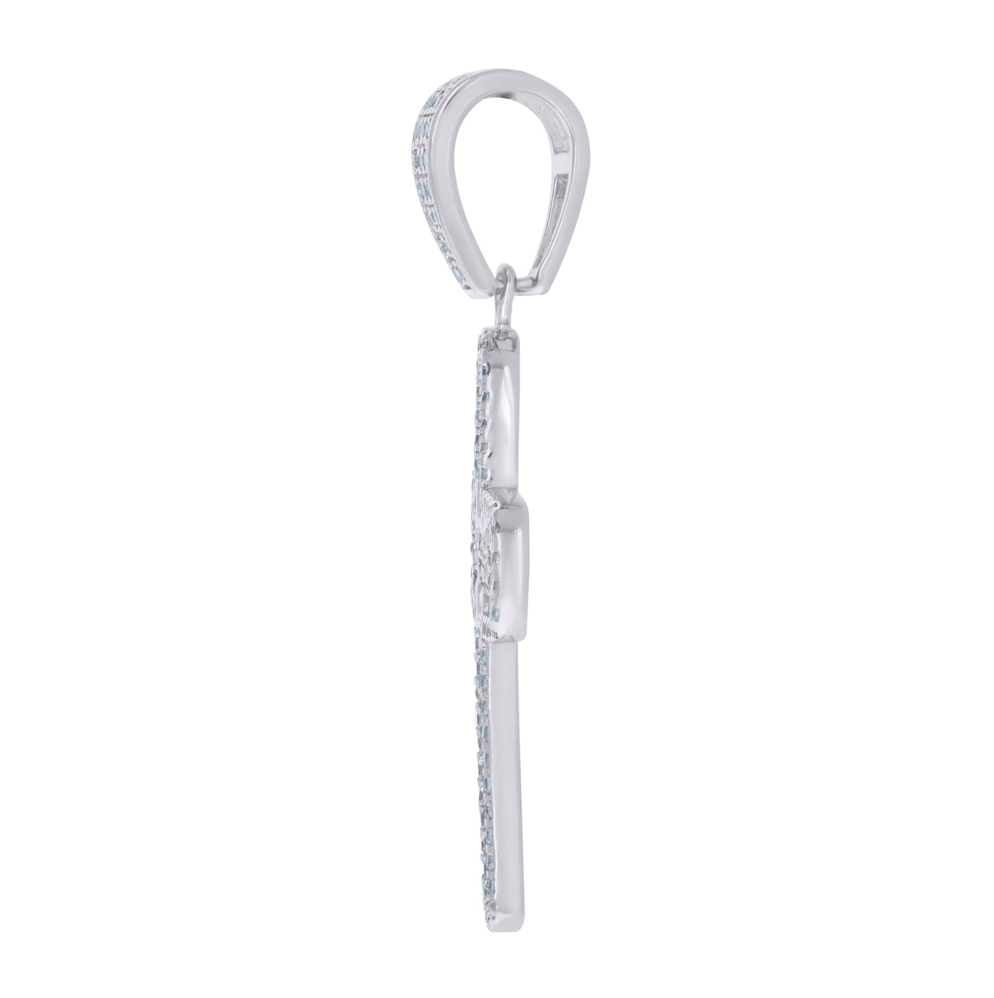 Sterling Silver Mens Cubic-Zirconia Cross Religious Charm Pendant
