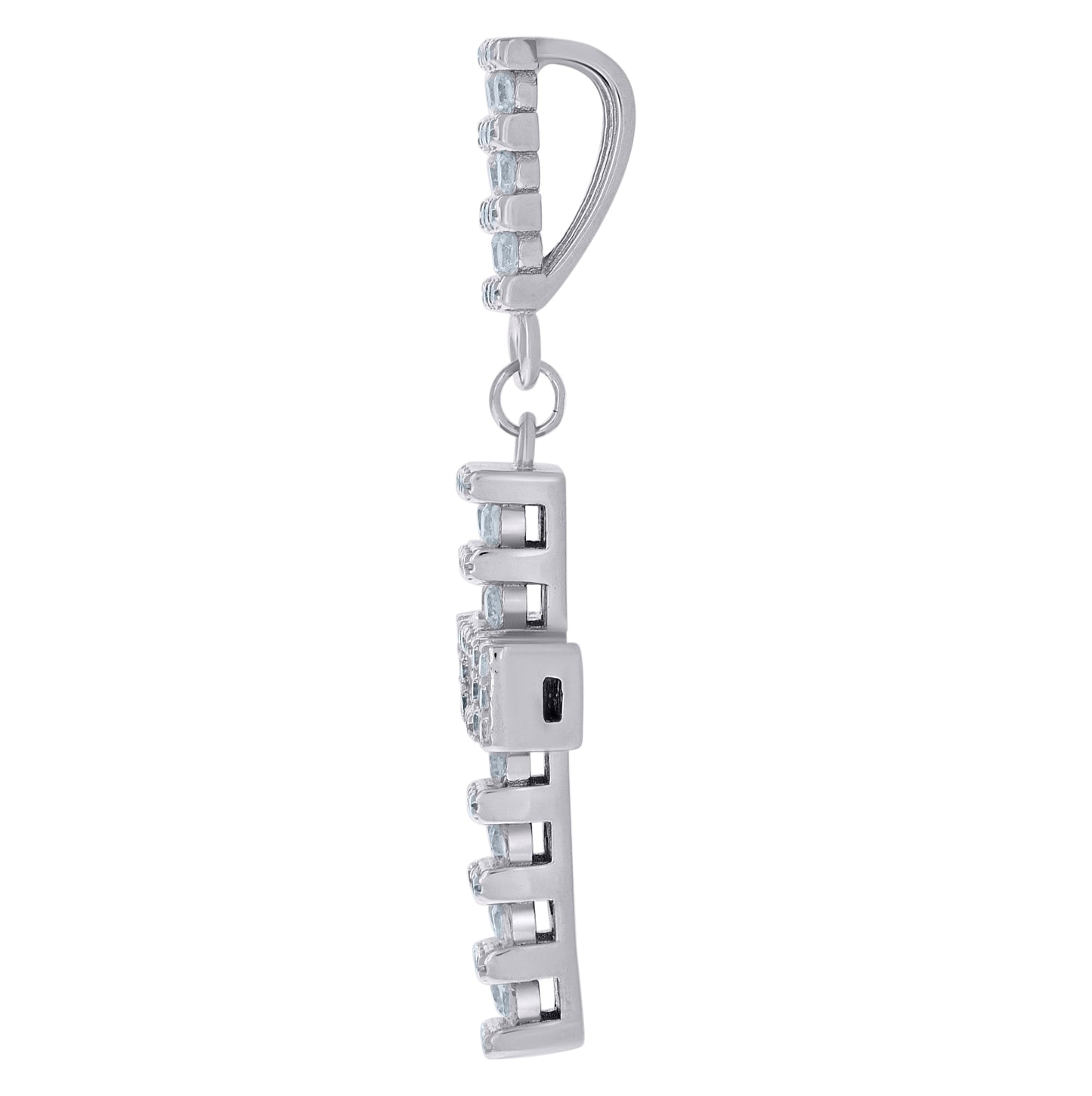 Sterling Silver Mens Cubic-Zirconia Cross Religious Charm Pendant