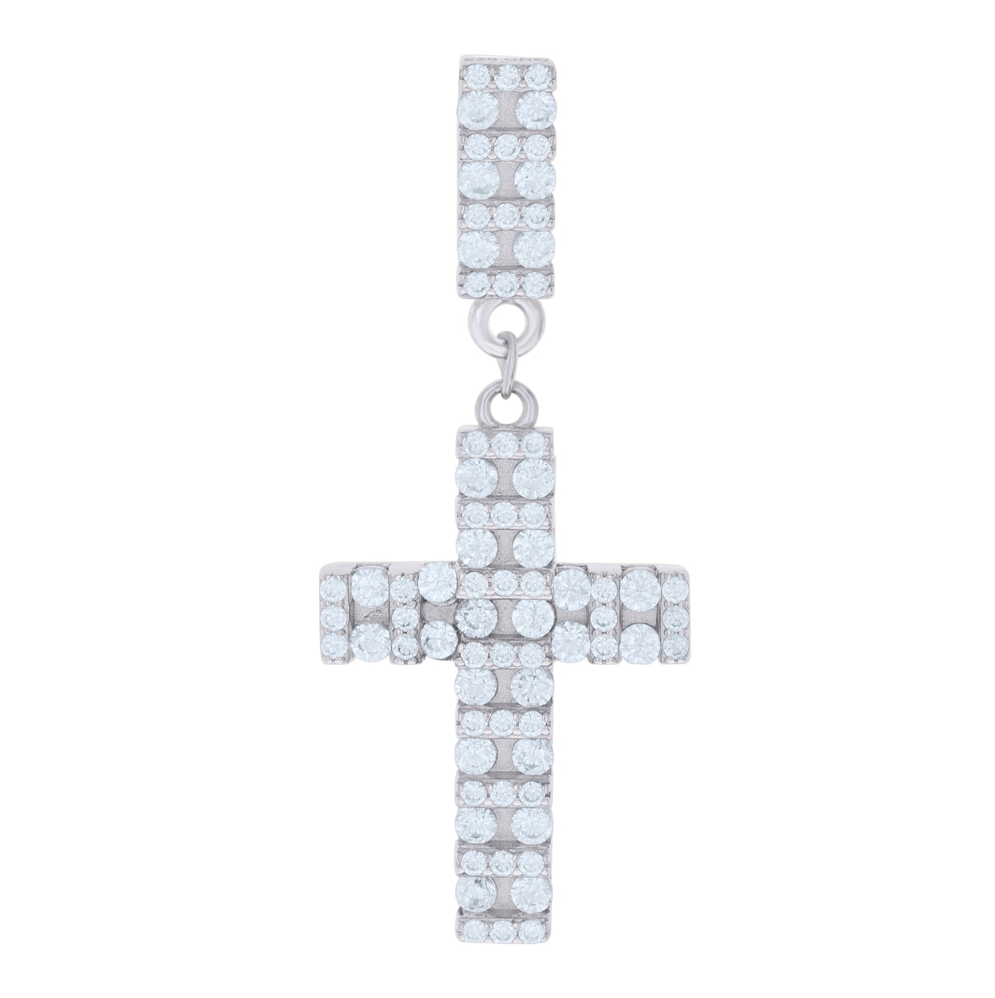 Sterling Silver Mens Cubic-Zirconia Cross Religious Charm Pendant