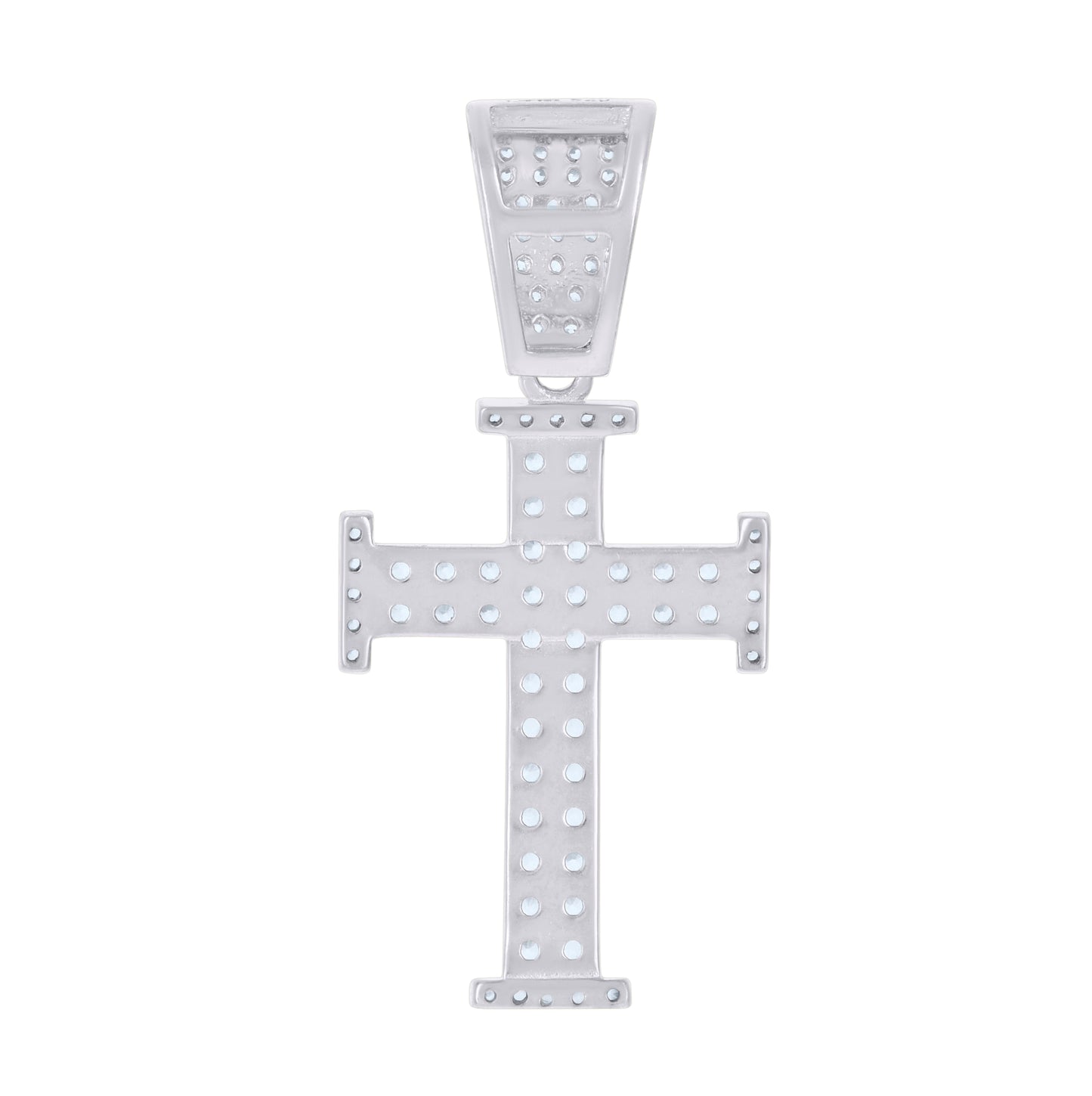 Sterling Silver Mens Cubic-Zirconia Cross Religious Charm Pendant