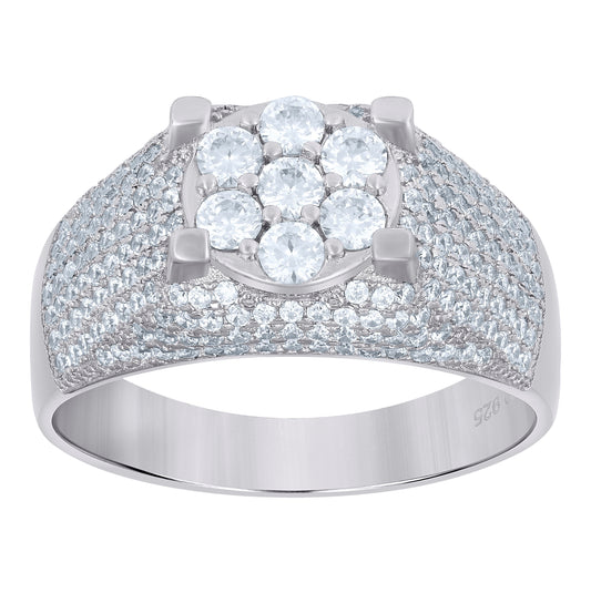 Sterling Silver Men's Cubic Zirconia Presidential Bridal Anniversary Wedding Engagement Band Ring Sizes 7 To 12