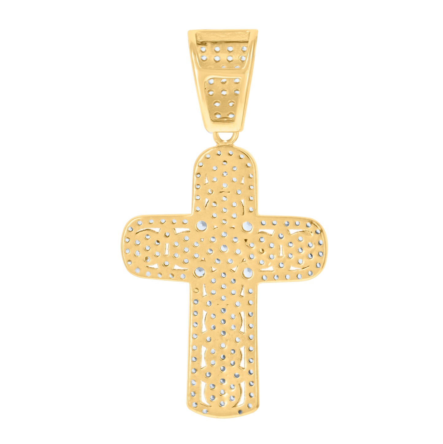 Sterling Silver Mens Cubic-Zirconia Cross Religious Charm Pendant