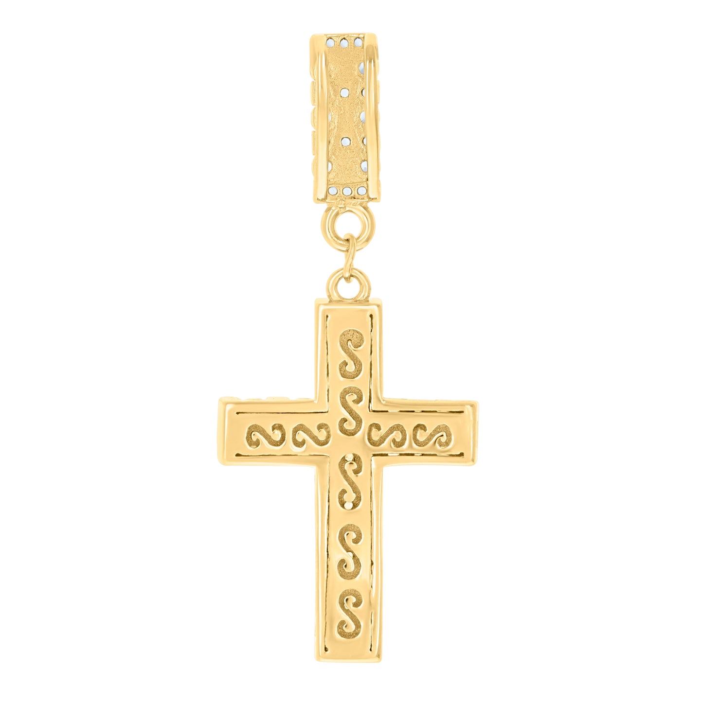 Sterling Silver Mens Cubic-Zirconia Cross Religious Charm Pendant