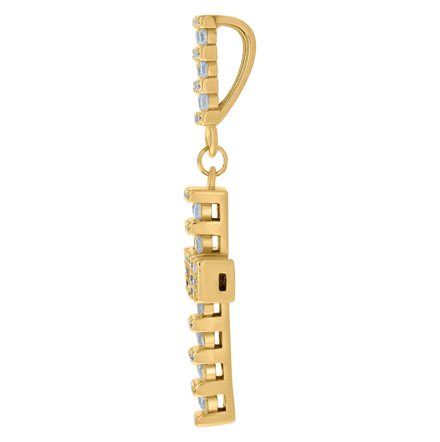 Sterling Silver Mens Cubic-Zirconia Cross Religious Charm Pendant