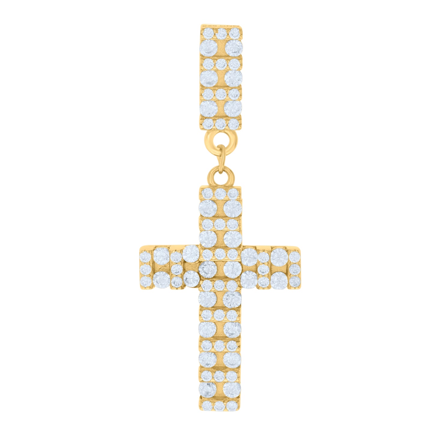 Sterling Silver Mens Cubic-Zirconia Cross Religious Charm Pendant