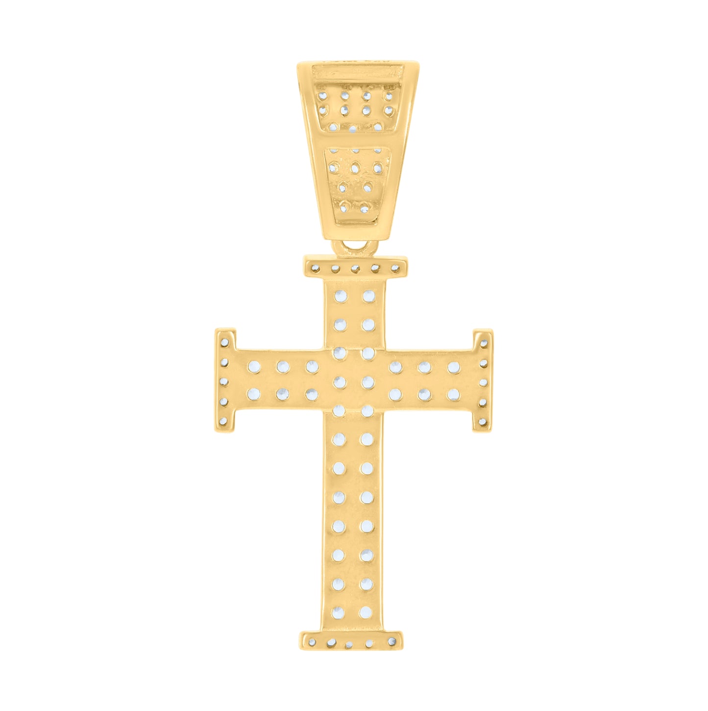 Sterling Silver Mens Cubic-Zirconia Cross Religious Charm Pendant
