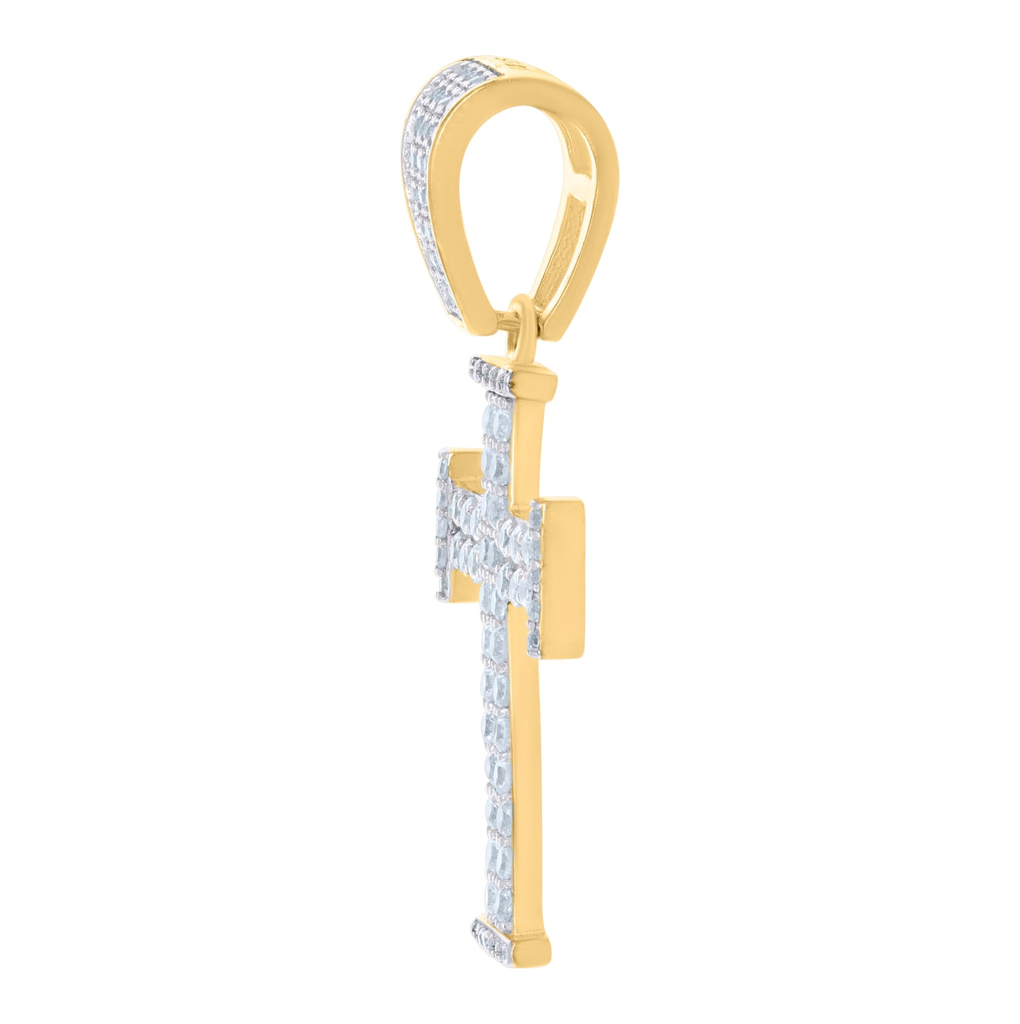 Sterling Silver Mens Cubic-Zirconia Cross Religious Charm Pendant