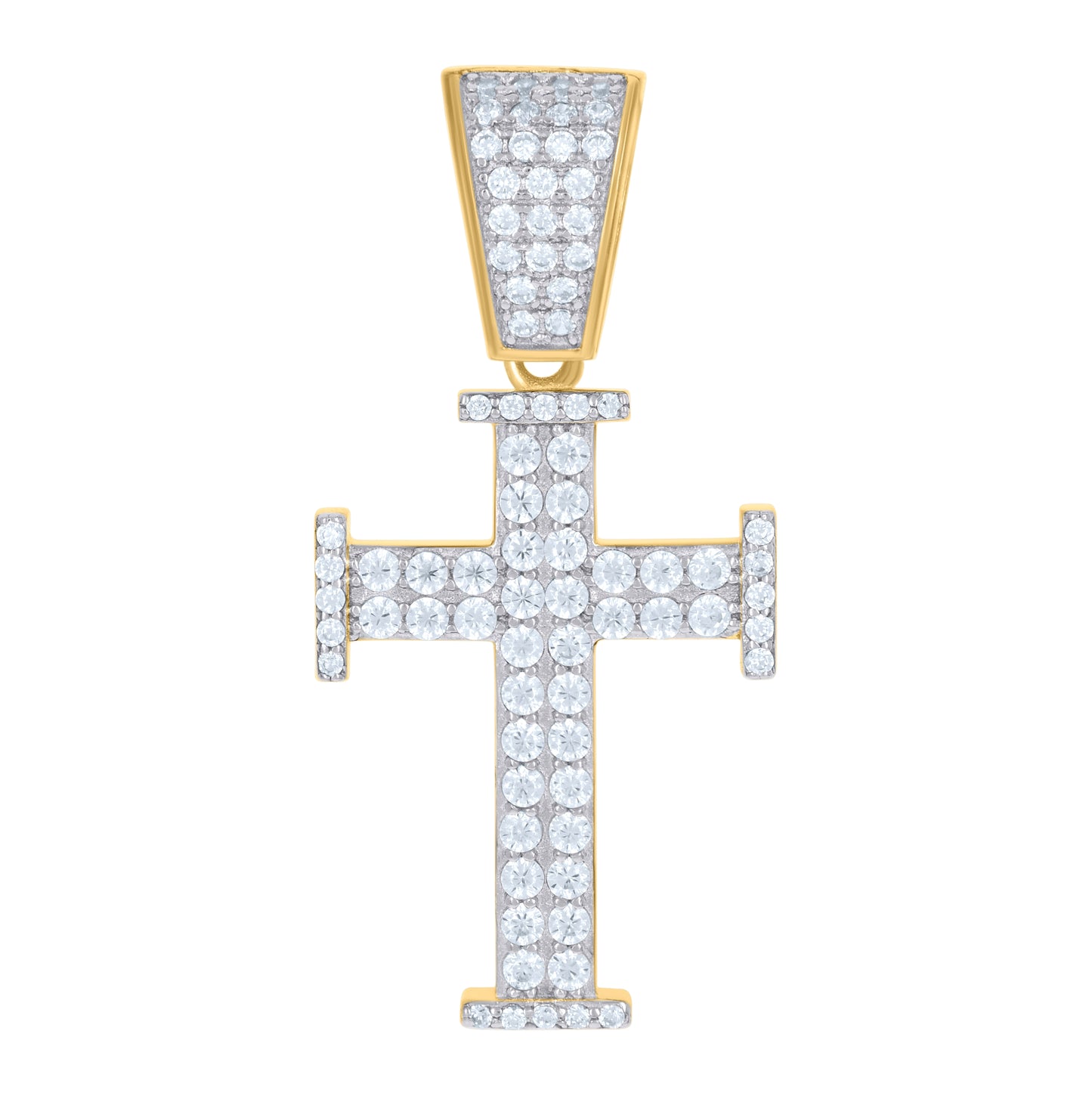 Sterling Silver Mens Cubic-Zirconia Cross Religious Charm Pendant