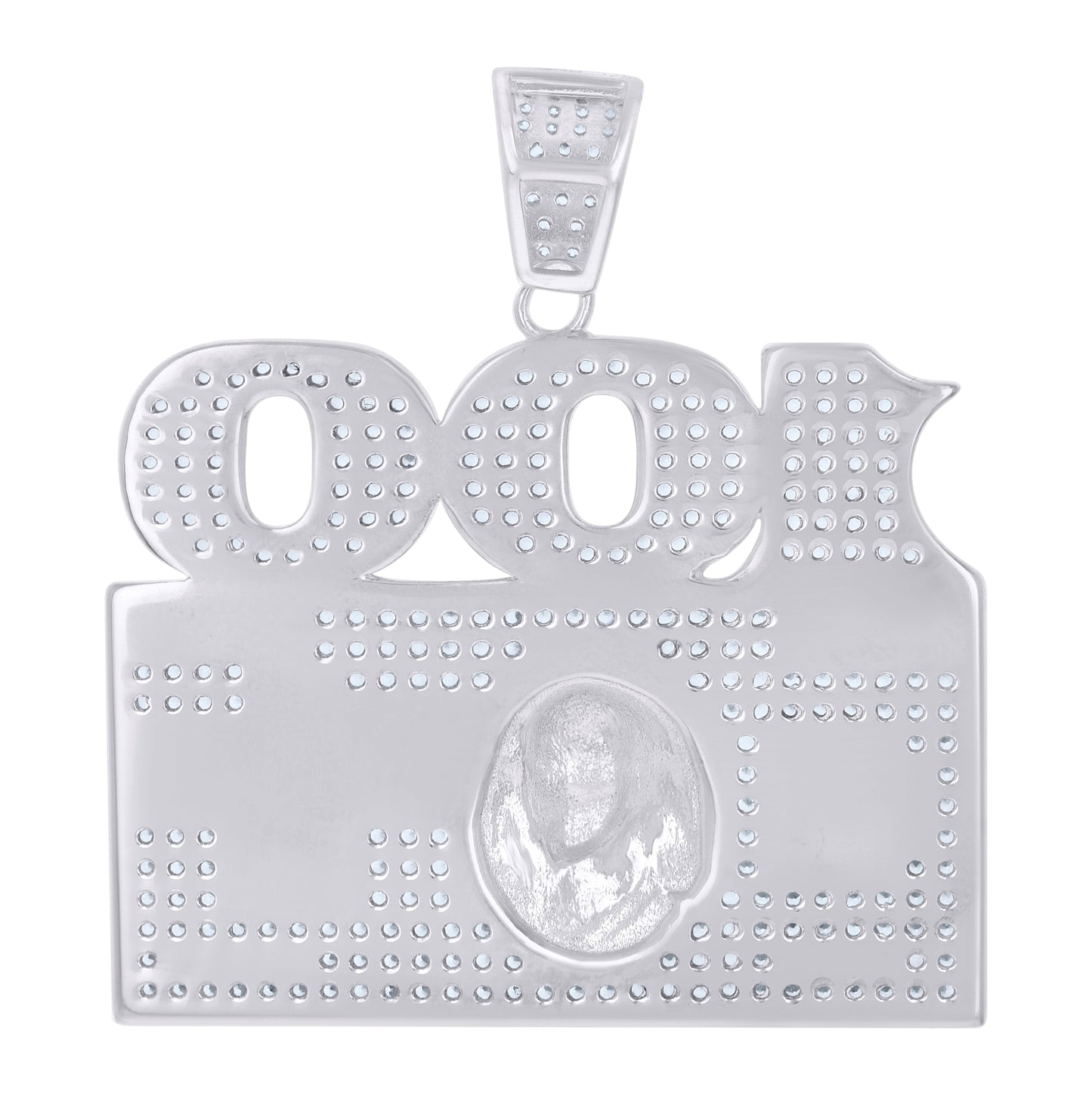 Sterling Silver Mens Cubic-Zirconia 100 Dollar Bill Currency Fashion Charm Pendant
