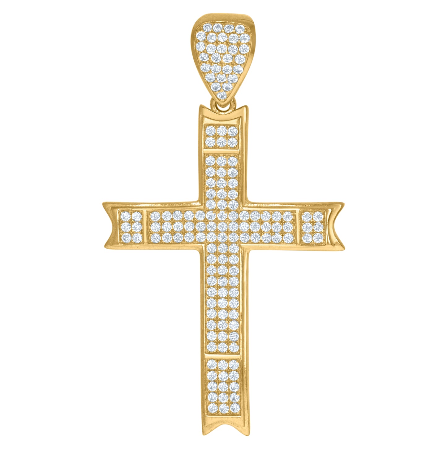 10K Yellow Gold Mens Cubic-Zirconia Cross Religious Charm Pendant