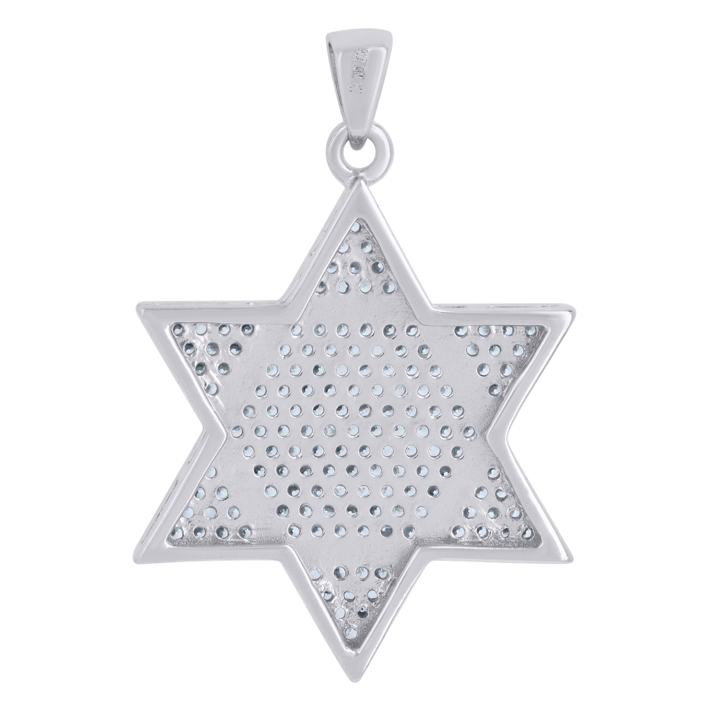Sterling Silver Men Cubic-Zirconia Star Of David Religious Symbol Charm Pendant