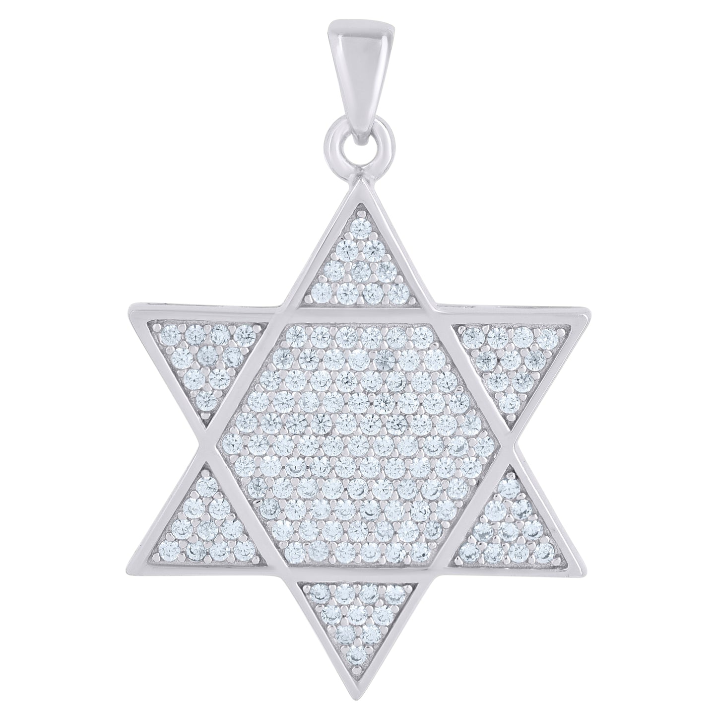 Sterling Silver Men Cubic-Zirconia Star Of David Religious Symbol Charm Pendant