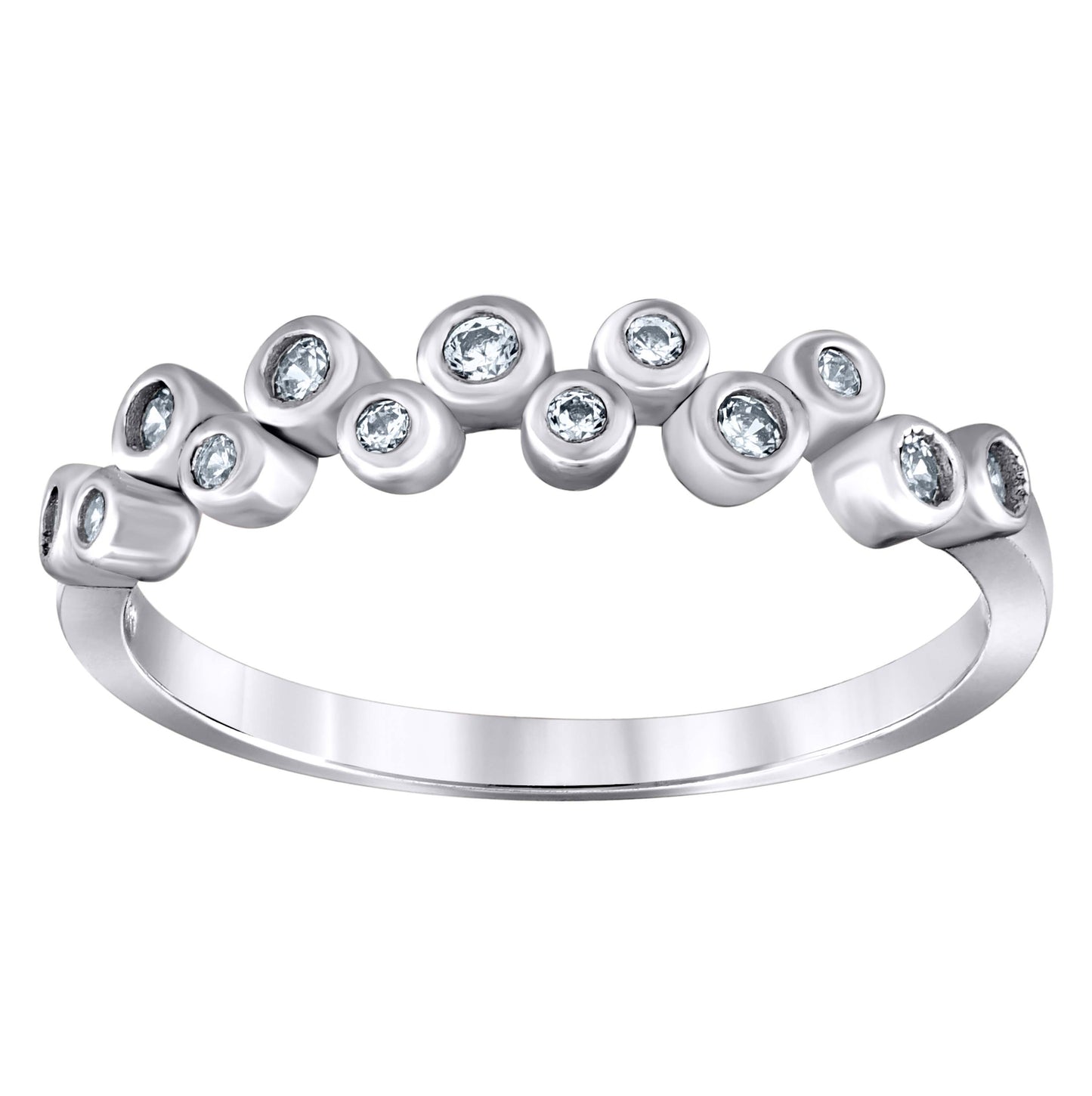 Sterling Silver Women's Cubic Zirconia Semi-Eternity Bridal Anniversary Engagement Wedding Band Ring