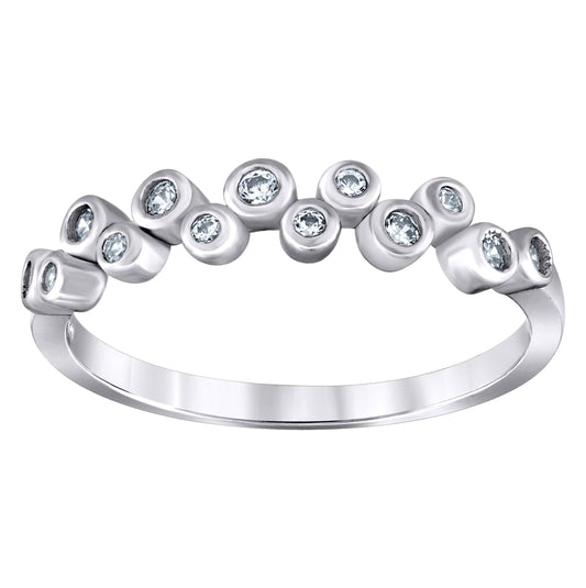 Sterling Silver Women's Cubic Zirconia Semi-Eternity Bridal Anniversary Engagement Wedding Band Ring