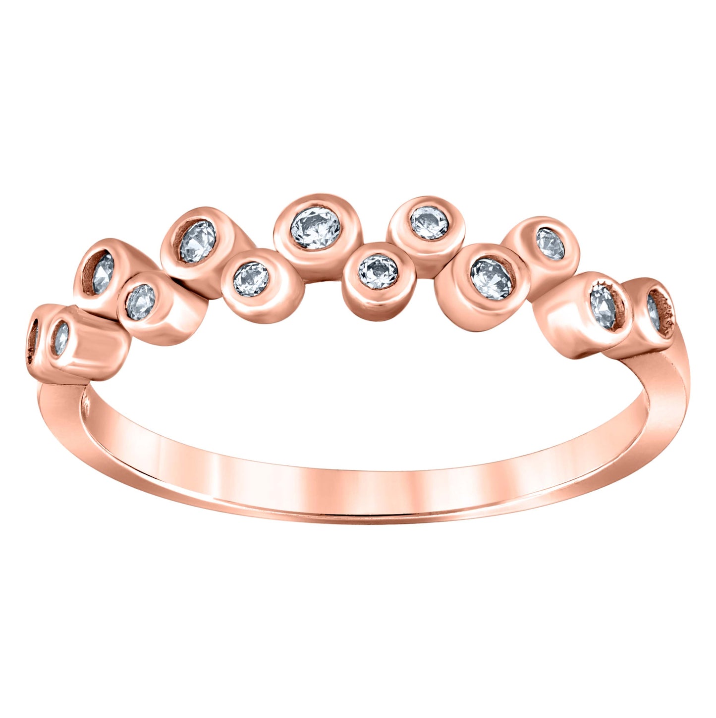 Sterling Silver Women's Cubic Zirconia Semi-Eternity Bridal Anniversary Engagement Wedding Band Ring