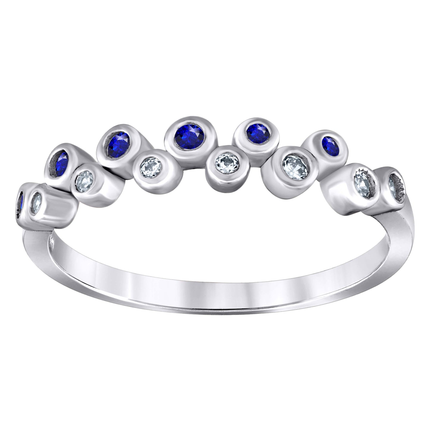 Sterling Silver Women's Cubic Zirconia Semi-Eternity Bridal Anniversary Engagement Wedding Band Ring
