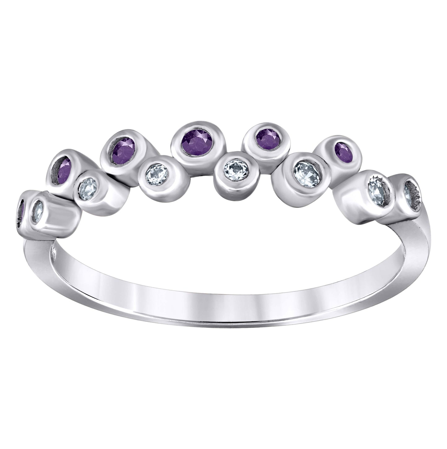 Sterling Silver Women's Cubic Zirconia Semi-Eternity Bridal Anniversary Engagement Wedding Band Ring
