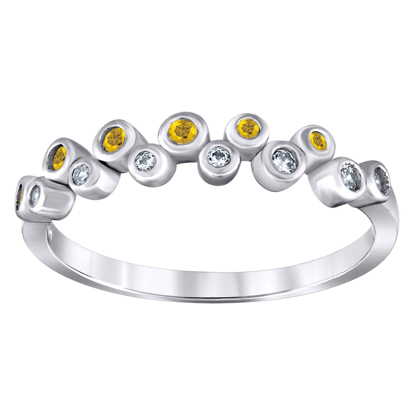 Sterling Silver Women's Cubic Zirconia Semi-Eternity Bridal Anniversary Engagement Wedding Band Ring