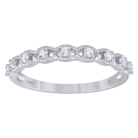 Sterling Silver Womens Cubic Zirconia Semi-Eternity Bridal Anniversary Engagement Wedding Band Ring