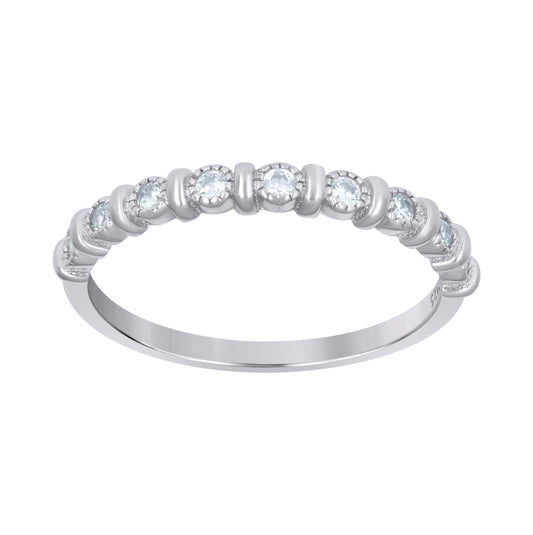 Sterling Silver Women's Cubic Zirconia Semi-Eternity Bridal Anniversary Engagement Wedding Band Ring