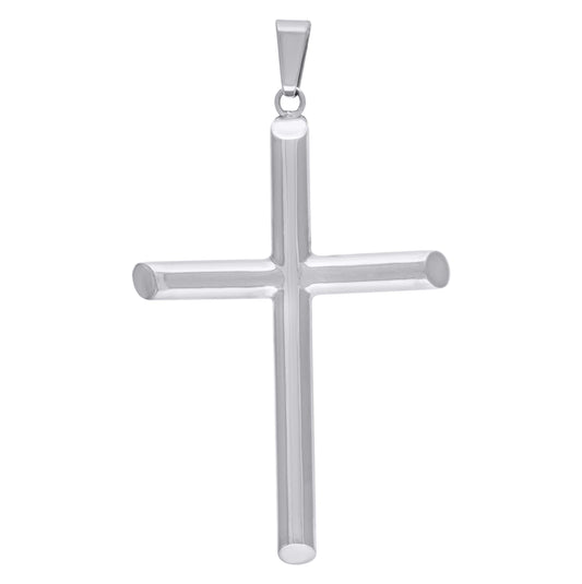 Sterling Silver Unisex Hollow Tube Cross Religious Charm Pendant