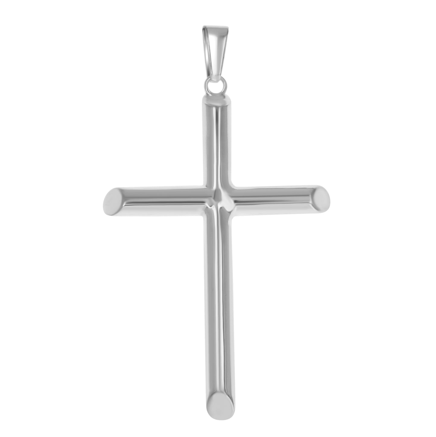 Sterling Silver Unisex Hollow Tube Cross Religious Charm Pendant