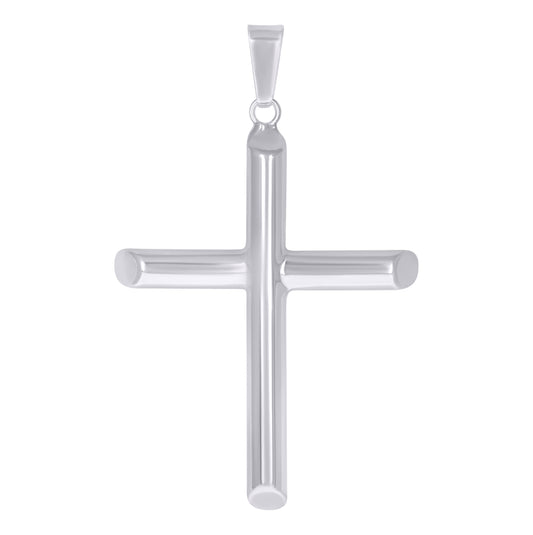 Sterling Silver Unisex Hollow Tube Cross Religious Charm Pendant
