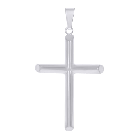 Sterling Silver Unisex Hollow Tube Cross Religious Charm Pendant