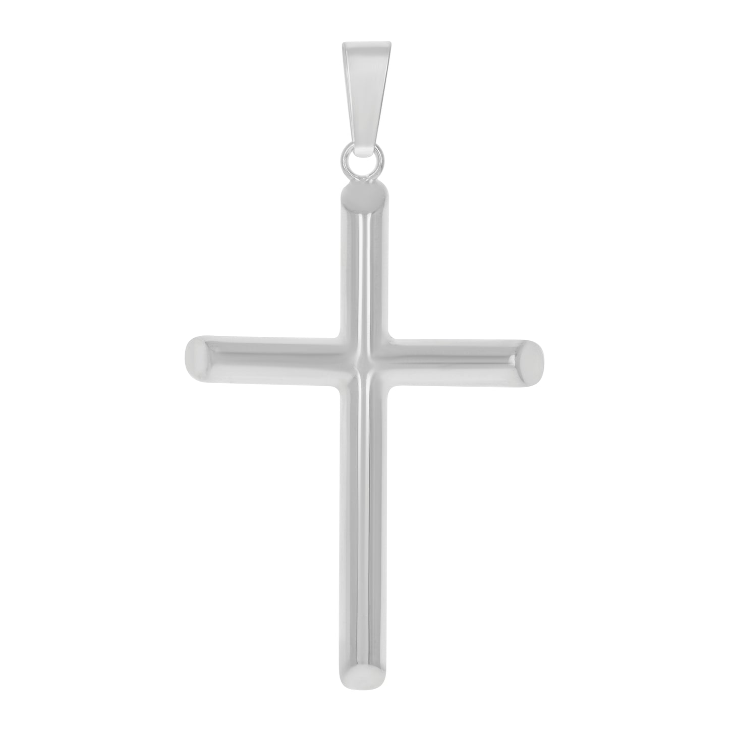 Sterling Silver Unisex Hollow Tube Cross Religious Charm Pendant